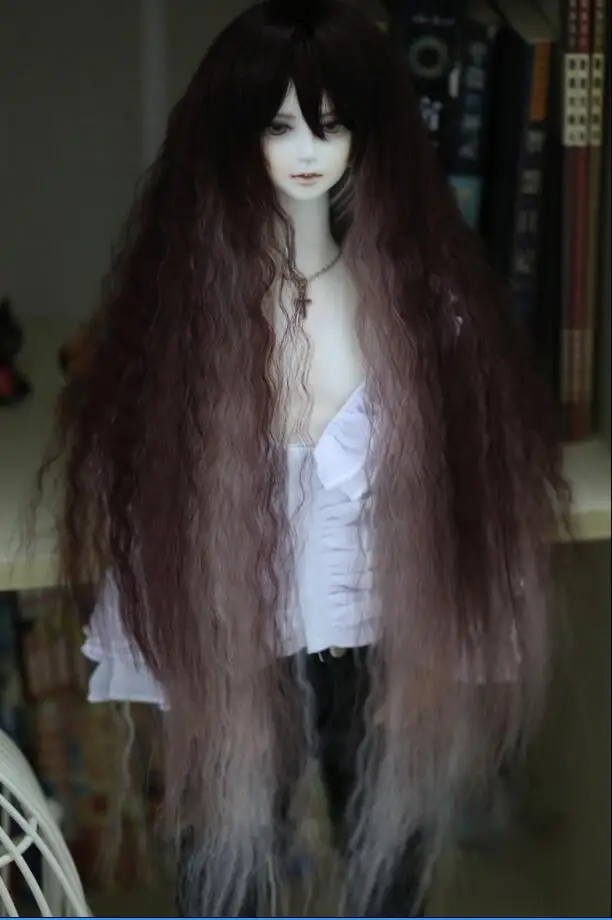 A--wig D01-P131 детская игрушка ручной работы 1/3 1/4 аксессуары для кукол BJD/SD кукольный парик HT-Princess ролл длинные волосы красный цвет фасоли 1 шт - Цвет: A--wig