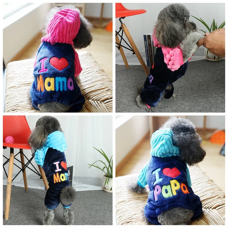 Новейшая одежда Love Mama Papa Dlyamalenkih для собак розовые синие Зимние теплые домашние