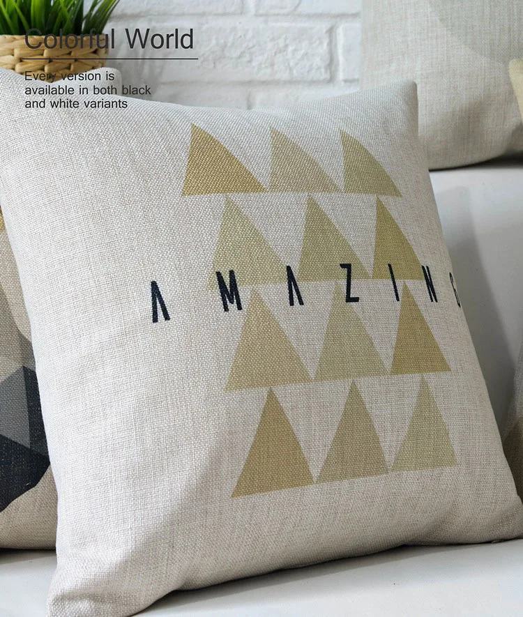 Подушка в скандинавском стиле с геометрическим рисунком медведя оленя для