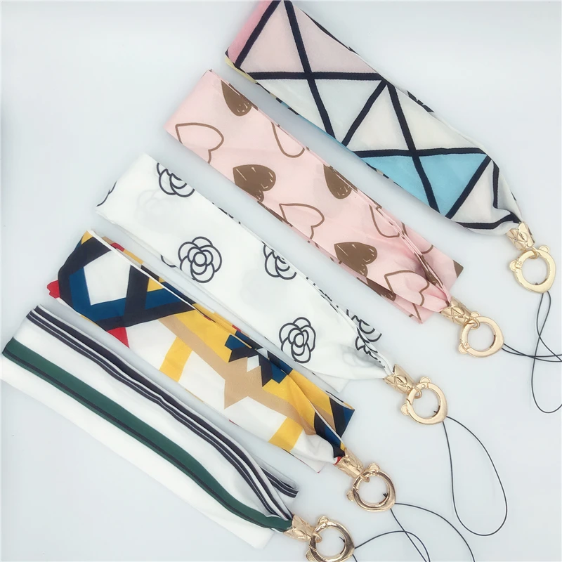 Female Fashion Silk Lanyard Wide Neck Fresh Fabric Neck Straps For Keys ID Card Gym Phone Straps USB Badge Holder DIY Hang Rope