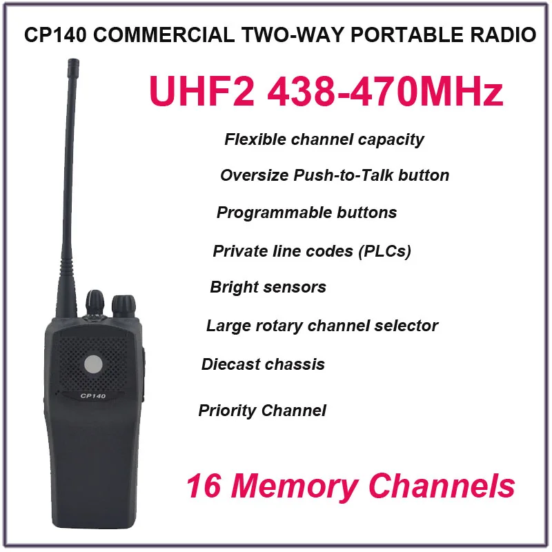 

Совершенно новый CP140 UHF2 438-470 МГц 16 обычных каналов Коммерческая портативная Двусторонняя радиосвязь