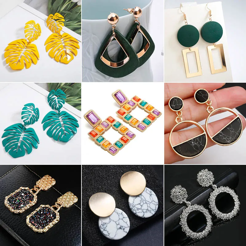 Женские винтажные серьги геометрические металлические золотого и серебряного