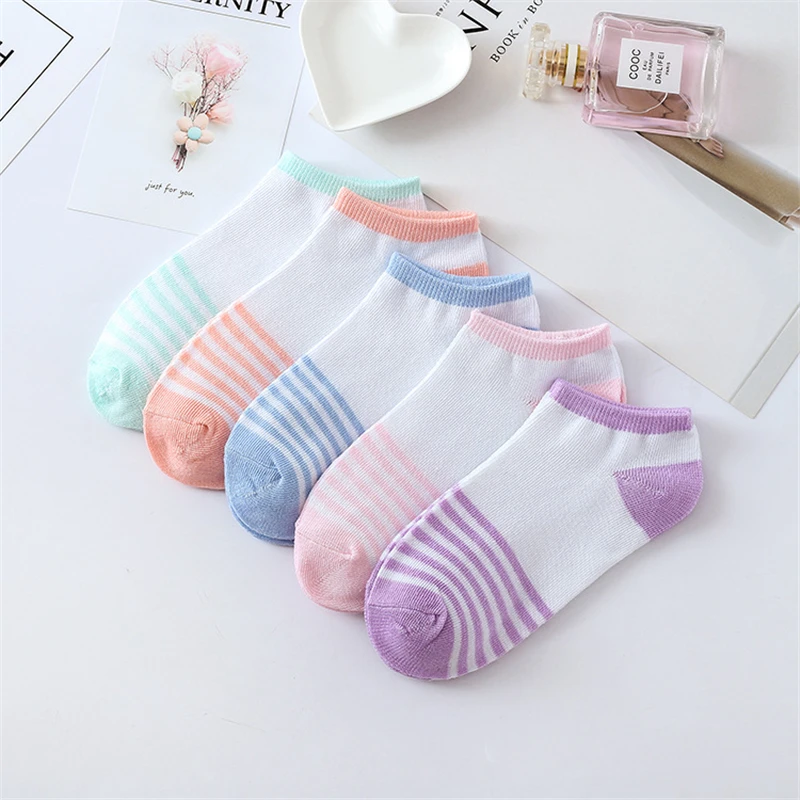 Одна пара милые полосатые носки женские хлопковые башмачки модные Универсальные