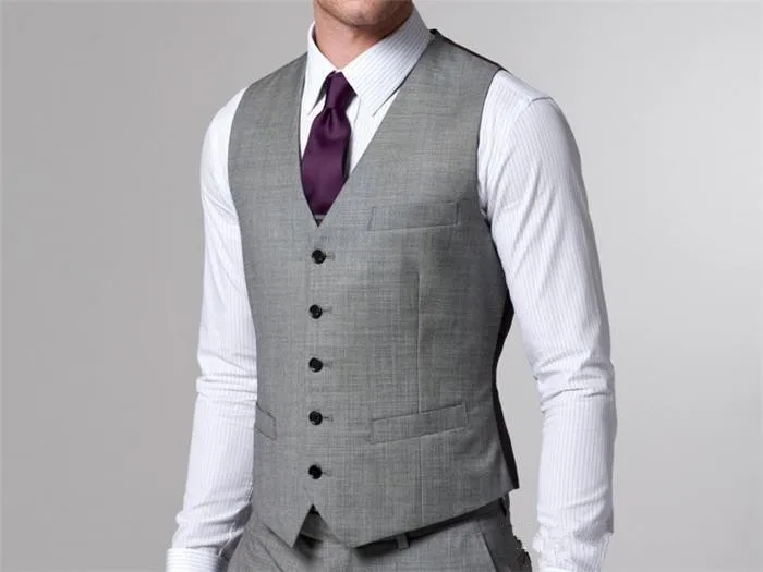 

Custom Made Grey Wedding Groom Vests Bridegroom Man Waistcoat Formal Mens Suit Vest Cheap Wedding Wear