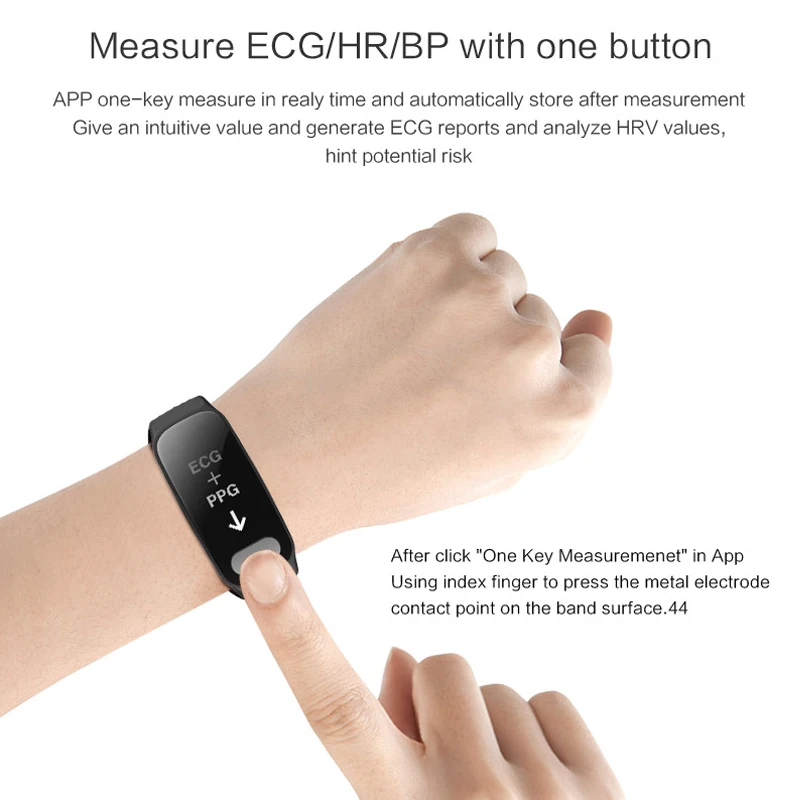 R11 ЭКГ Smart Band 0 96 дюймов Экран сердечного ритма крови Давление монитор сна умный