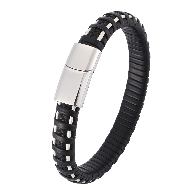 Новый уникальный дизайн черный плетеный кожаный браслет мужские ювелирные