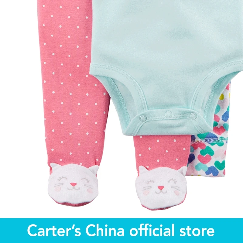 Carter's/комплект одежды из 3 предметов боди с принтом сердце штаны Котенок мягкие
