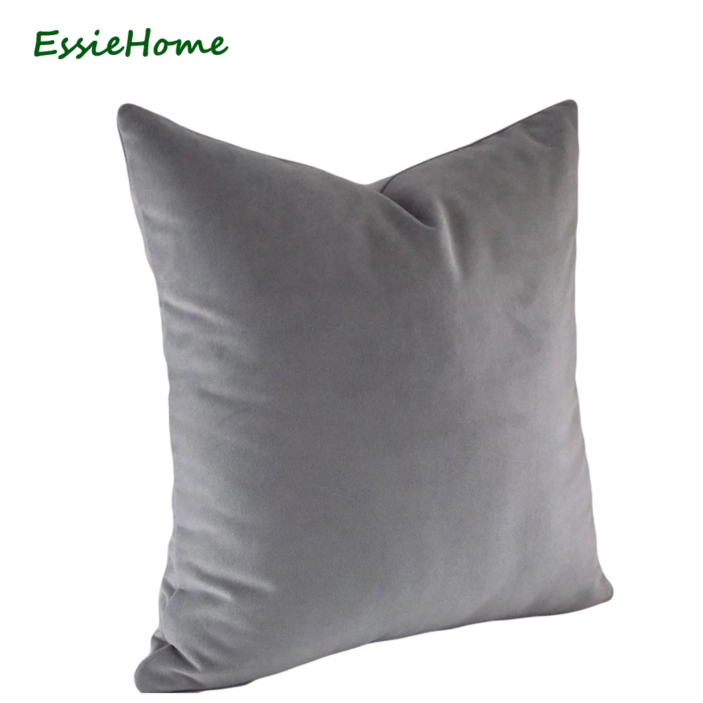 Бархатный чехол для подушки ESSIE HOME серого цвета