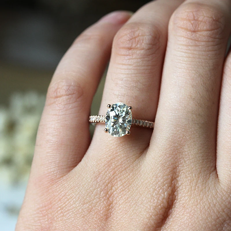 

Dupuy Luxury Ring14K Rose Gold Prongs Setting Oval Cut Engagement Ring Wedding Diamond Ring Bridal Bague En Diamant D180025