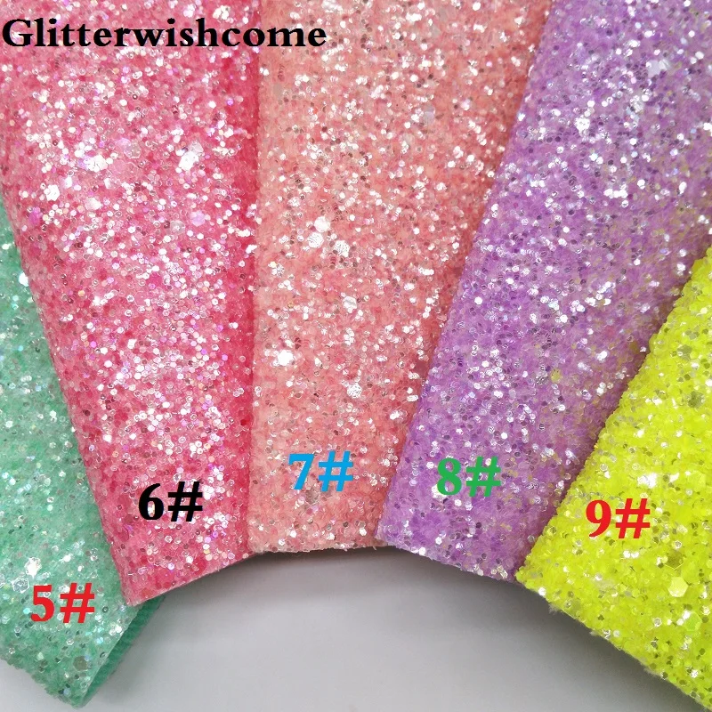 Glitterwishcome 21X29 см A4 Размер синтетическая кожа, соответствующий цвет подложки, толстый блеск кожа винил для луков, GM033A