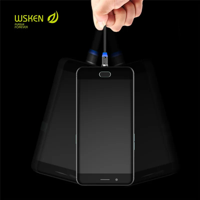 Wsken круглый светодиодный USB Магнитный кабель для iPhone X 8 7 samsung S9 S8 huawei Micro usb Xiaomi/Тип