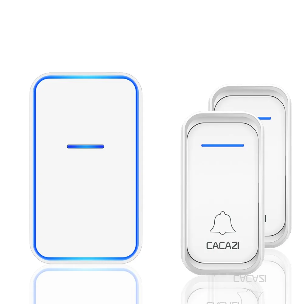 2 button 1 receiver Беспроводной дверной звонок CACAZI для дома, водонепроницаемый, 300 м, пульт дистанционного управления, 1, 2, кнопка, 1, 2, 3, приемник, США, ЕС, Великобритания, AU, смарт-звонок, дверной звонок - Цвет: 2 button 1 receiver