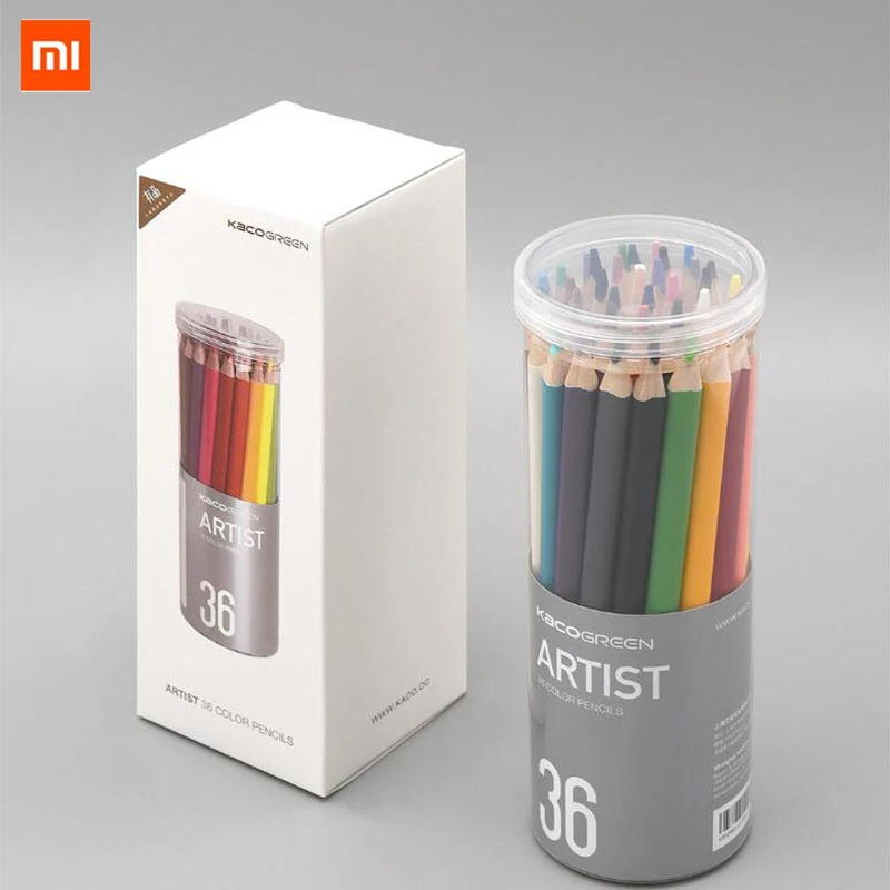36 шт., цветные карандаши для рисования Xiaomi Mijia KACOGREEN, 36 цветов, яркие карандаши для рисования, гладкий набор, 4,0 мм, для художника, студента - Цвет: colorful