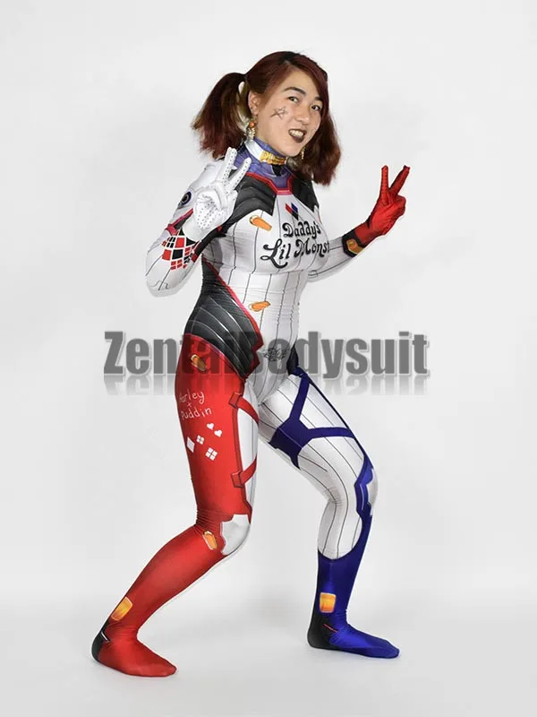 Костюмы Д. Ва Харли Квинн с 3D-принтом Zentai, боди DVA Harley, костюм для косплея на Хэллоуин, комбинезон