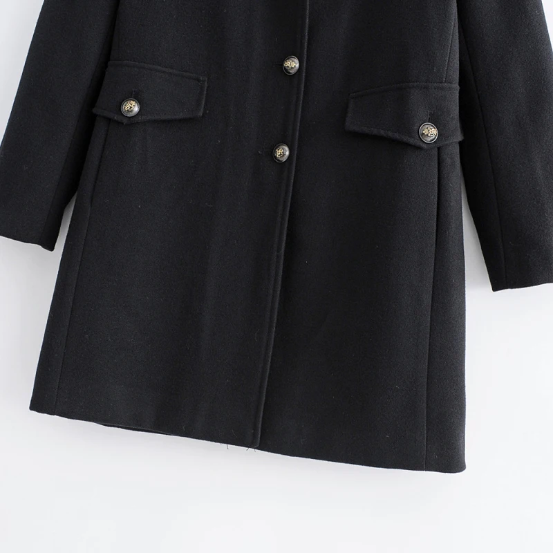 2018 женский черный твидовый длинный тренч для женщин Осень Зима Однобортный