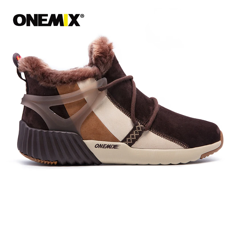 ONEMIX Men Waterproof Snow Boots Women Sneaker Male Trainers Walking Outdoor Athletic Comfortable Warm Wool Shoes hiking shoes