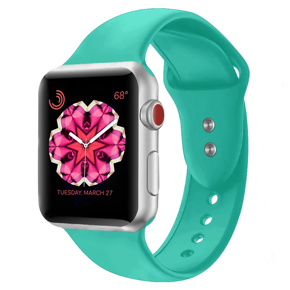 Силиконовый ремешок для Apple Watch 42 мм 38 iwatch 4 44 40 с двойной пряжкой watch 3 2 1|Ремешки