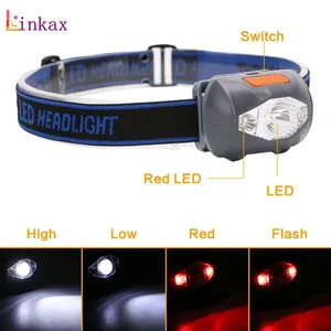 Налобный мини-фонарь, 4 режима светильник легкий вес, водонепроницаемый светодиодный, для кемпинга, Путешествий, Походов, минисветильник, на батарейках ААА