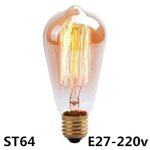 E27-220v-ST64 Ретро vintage edison bulb E14/E27 40 w 110 v/220 В ампулы винтажная лампа Эдисона лампочка нить накаливания декоративное освещение - Цвет: E27-220v-ST64