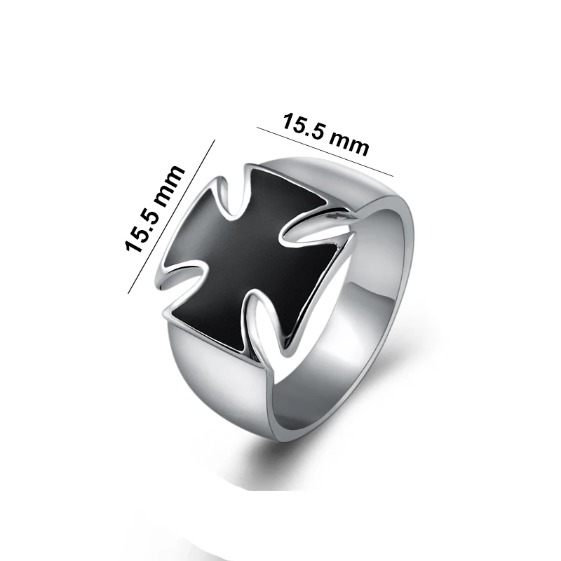 Ajojewel Размеры 5.5-12 простой Эмаль Классический черный крест кольцо для Для мужчин модный бренд Винтаж Для мужчин Jewelry высокое качество