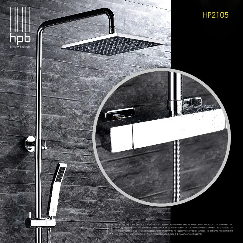 

HPB Brass Thermostatic Bathroom Hot And Cold Water Mixer Bath Shower Set Faucet torneira banheiro Shower Head HP2105