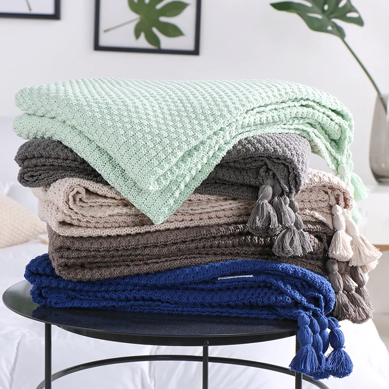 Клетчатое вязаное одеяло покрывало Koc для дивана кровати кондиционера ковриков