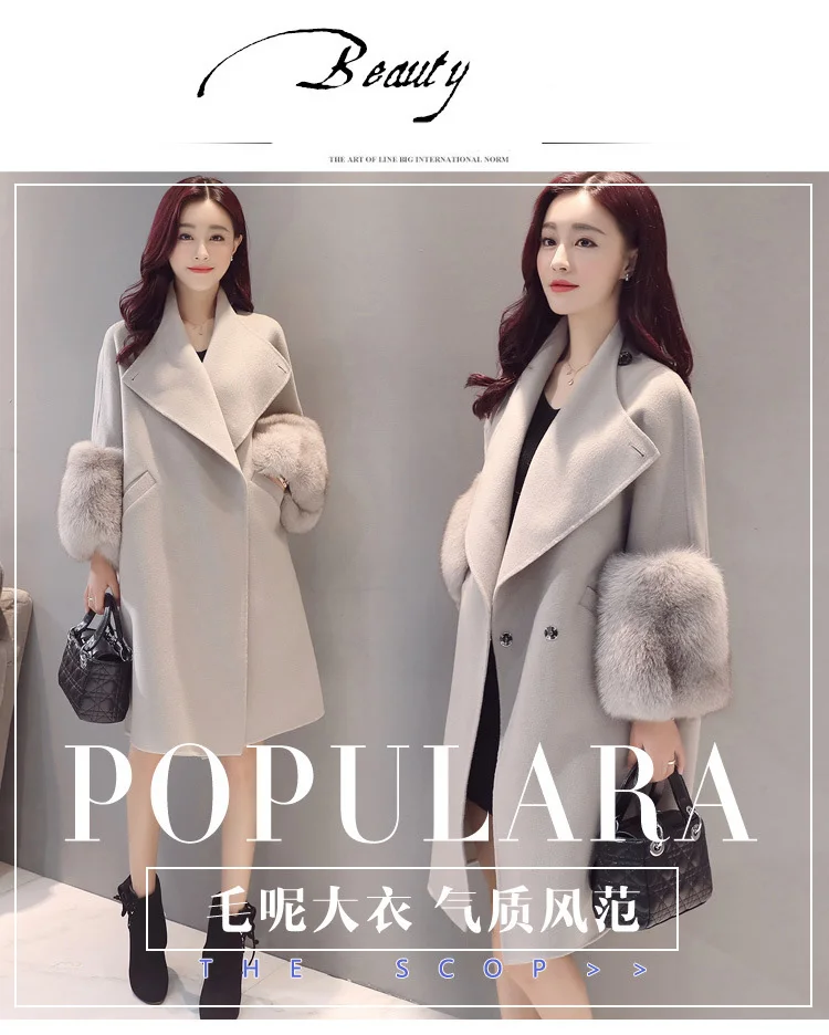 Зимнее женское пальто с широким нагрудным поясом и карманами, шерстяное пальто большого размера, длинное пальто, верхняя одежда, шерстяное пальто для женщин