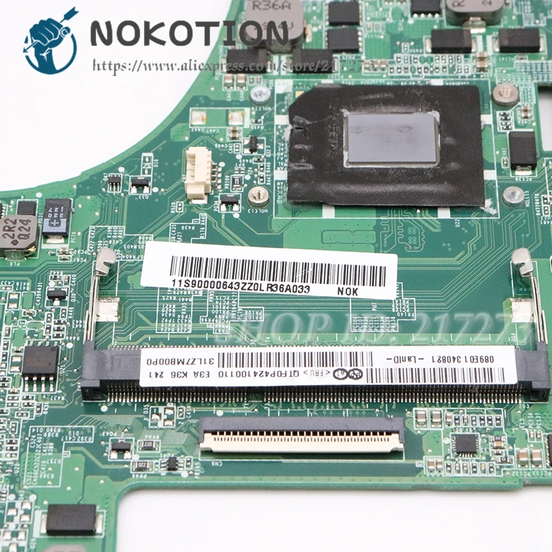 NOKOTION DA0LZ7MB8E0 11S90000643 основная плата для ноутбука lenovo U310 материнская плата I3-2365M процессор DDR3