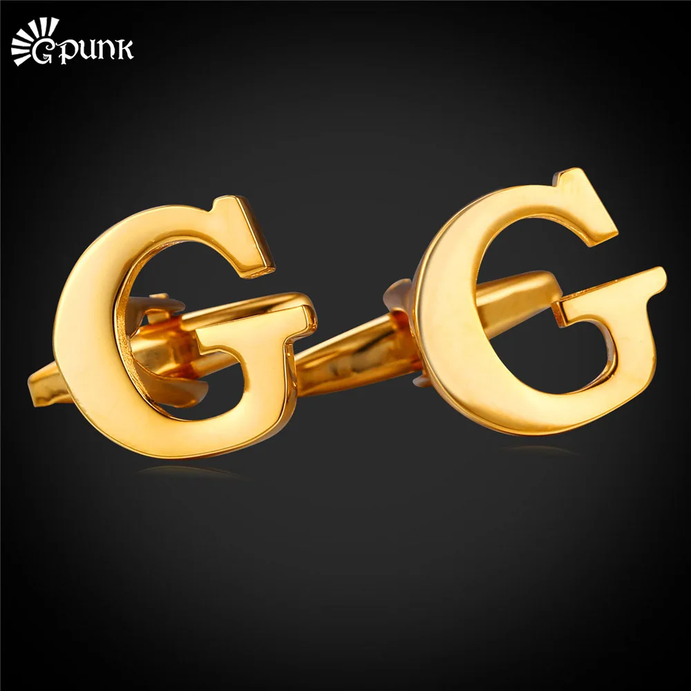 Алфавита G мужские запонки высококачественные кнопки золото/цвет мода