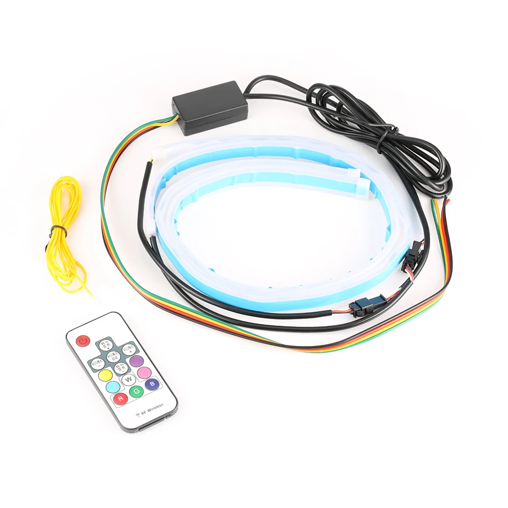 30 45 60 см автомобильный RGB светодиодный свет полосы динамические гибкие светодиодные дневные ходовые огни полосы света фары дневного света поворота сигнальная лампа 12 В DRL