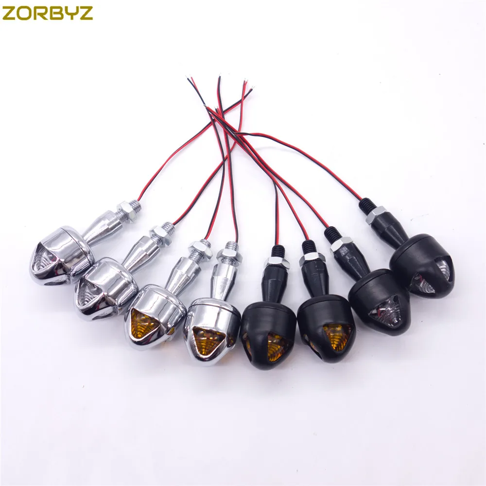 Черные/хромированные СВЕТОДИОДНЫЕ указатели поворота ZORBYZ для мотоцикла