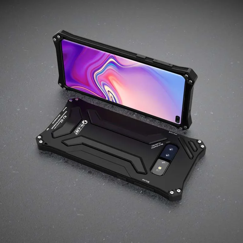 black R-JUST чехол Armor Металл Телефон Чехол принципиально противоударные Чехлы Coque для samsung Galaxy S10 S10Plus случае KS0061 - Цвет: black