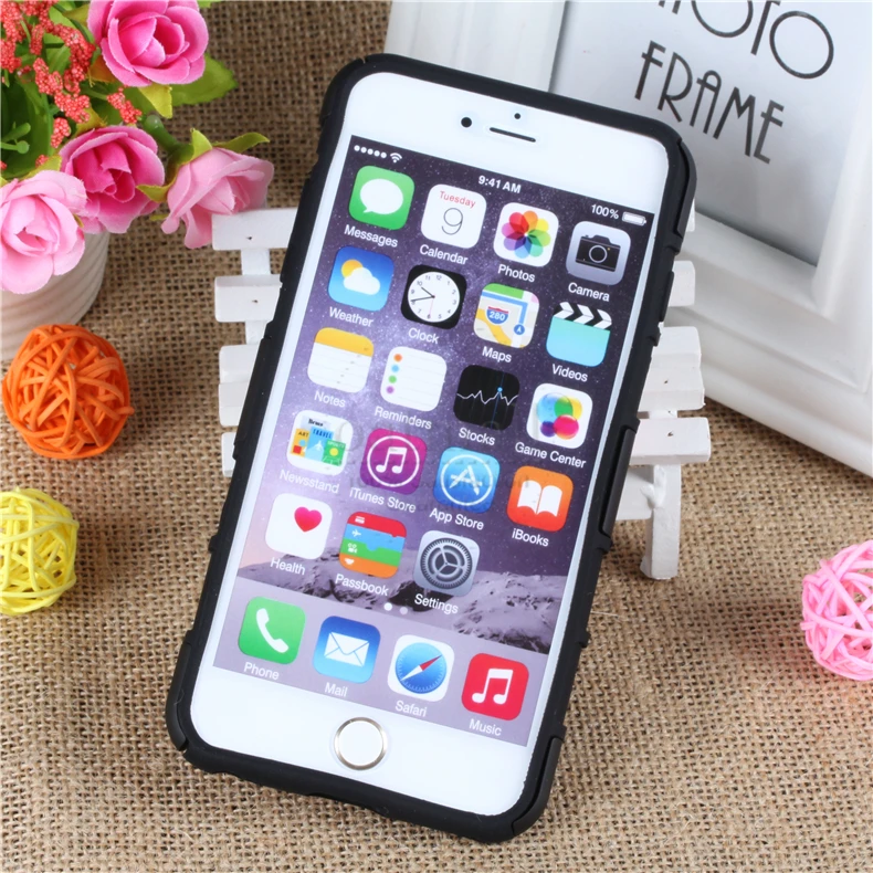 Жесткая Гибридный Панцири для iPhone 6 S Чехол 3 в 1 3D Подставки замок ремешках Военная