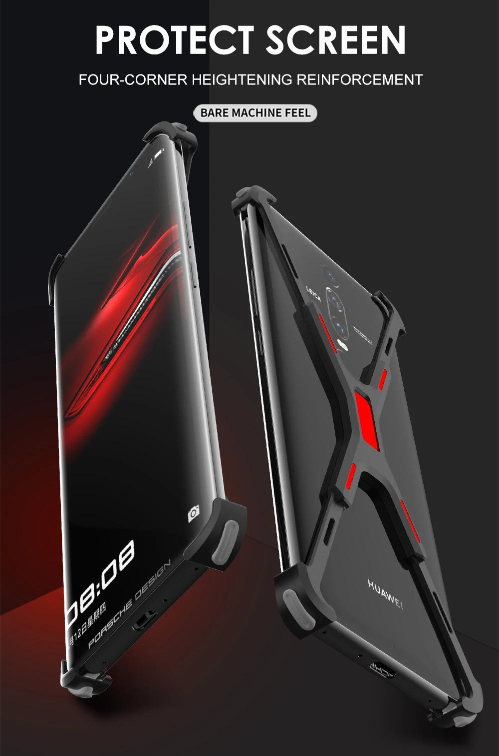 Чехол для HUAWEI mate RS Porsche version, роскошный 3D Жесткий Алюминиевый металлический каркас с кольцом-держателем, защитный задний бампер