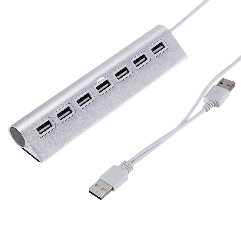 Мини 7 Порты и разъёмы USB 2 0 концентратор высокой Скорость сплиттер 4 хаб Алюминий