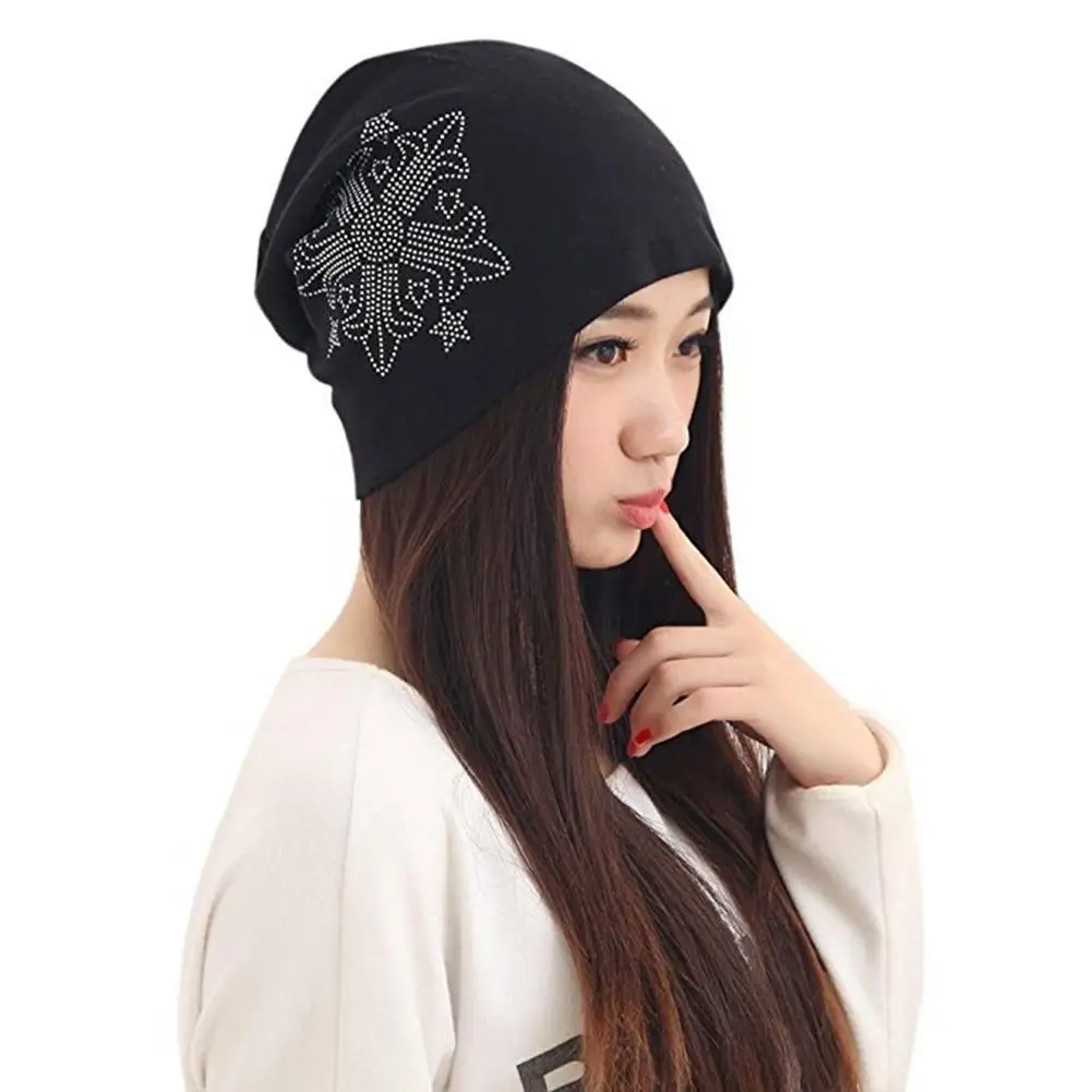 У зима осень Skullies мягкого трикотажа Сутулиться Beanie Кепки с горный хрусталь