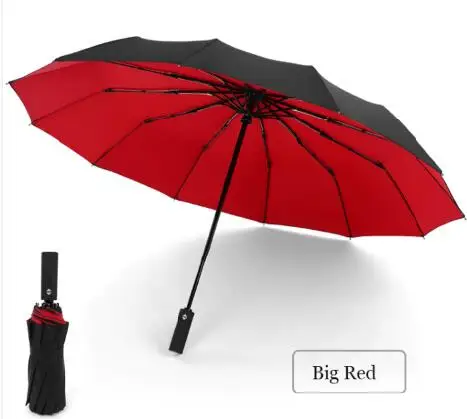 Double layer big red Ветрозащитный Зонт от дождя для женщин, устойчивый к сильному ветру, складной автоматический зонт для мужчин, автоматический 12K Бизнес зонты с длинной ручкой - Цвет: Double layer big red