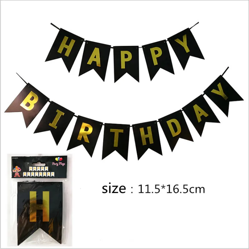 Banner-HB-Black 16 дюймов с надписью Happy Birthday Фольга шар День рождения украшения, Детская рубашка для мальчика и девочки, товары для праздника Helum воздушные шары - Цвет: Banner-HB-Black