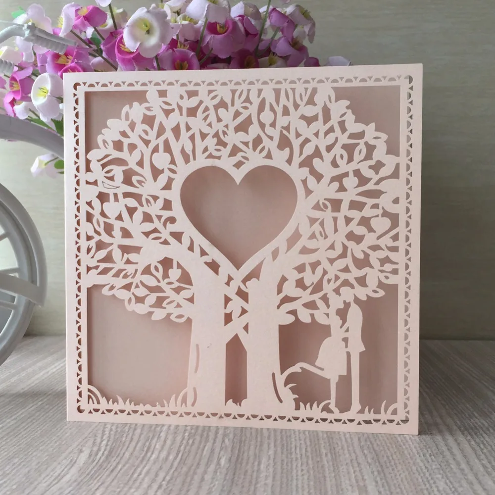 25 шт. лазерная резка Винтаж Свадебные приглашения карты день рождения