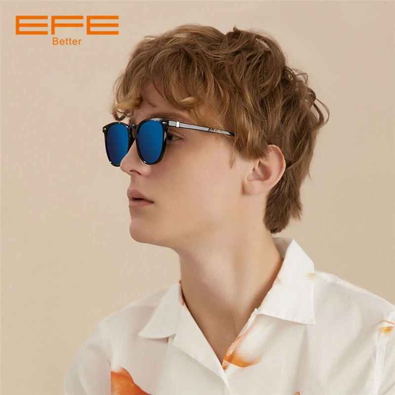 EFE мужские солнцезащитные очки винтажные поляризационные женские зеркальные с