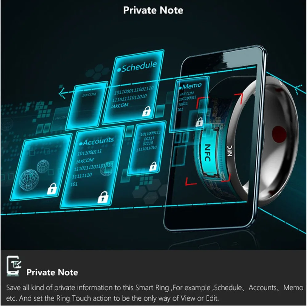 Титановая сталь 7-12 ярдов Два чипа черный NFC смарт-кольцо мобильный телефон разблокировка водонепроницаемый Touchs разблокировка Здоровья защитные кольца