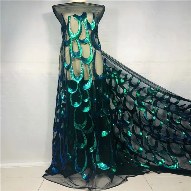 Африканская кружевная ткань 2019 Высококачественная с французскими блестками