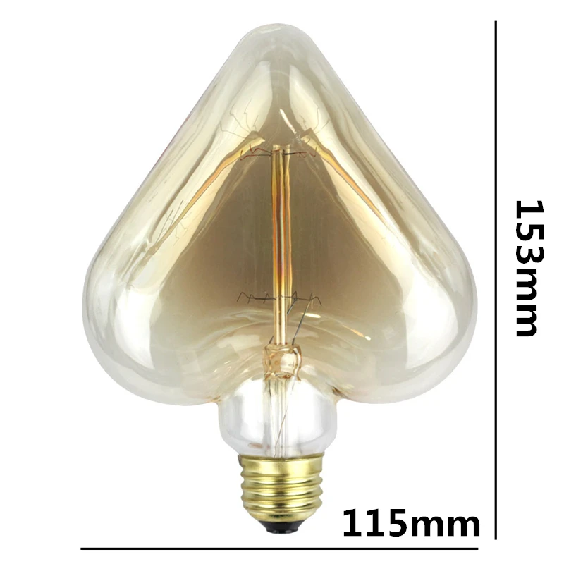10 шт. 40 Вт Классическая Винтаж ретро Edison LED светильник E27 нити с сердцем