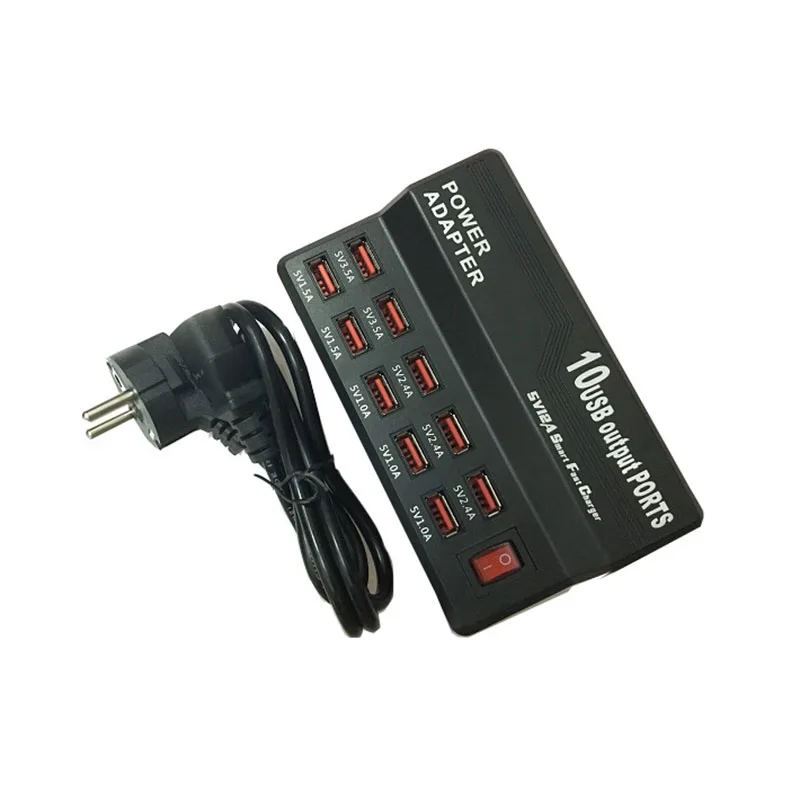 Многопортовое зарядное устройство 10 USB 12A мощность 60 Вт быстрая зарядная станция для iPhone 7 5 5S 6 6S Plus iPad LG samsung huawei Nexus адаптер переменного тока