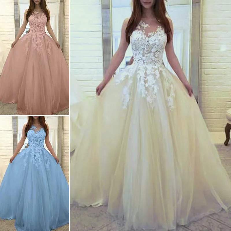 Женское платье без рукавов повседневное свадебное длинное кружевное + нейлон