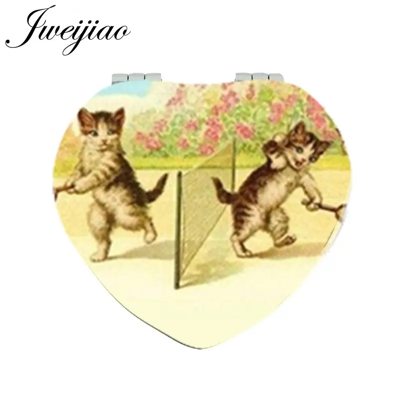 HP205 3 JWEIJIAO, винтажные очки, кошачье сердце, карманное зеркало из искусственной кожи, мини компактное складное 1x/2x увеличительное косметическое зеркало для красоты - Цвет: HP205 3