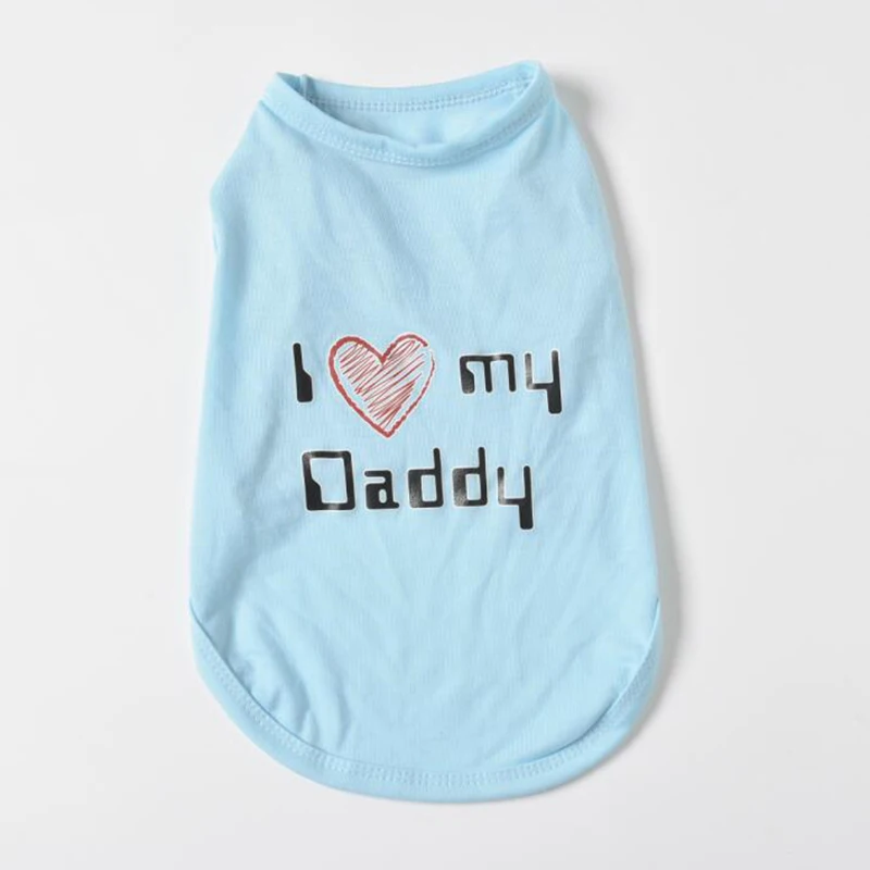 Dad-Light Blue Petstyle Летний жилет для собак, футболка, милая одежда для маленьких собак, чихуахуа, йоркширского терьера, рубашки, одежда для кошек собак - Цвет: Dad-Light Blue