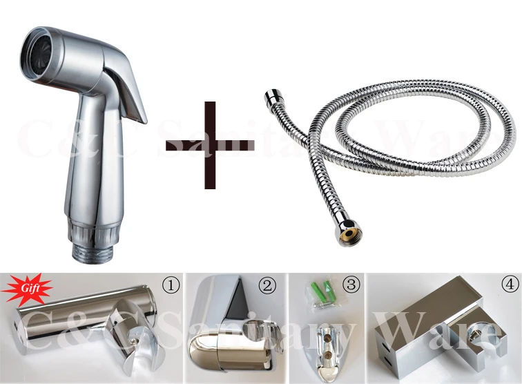 Настенный ручной распылитель для биде Shattaf со шлангом и держателем (подарок)