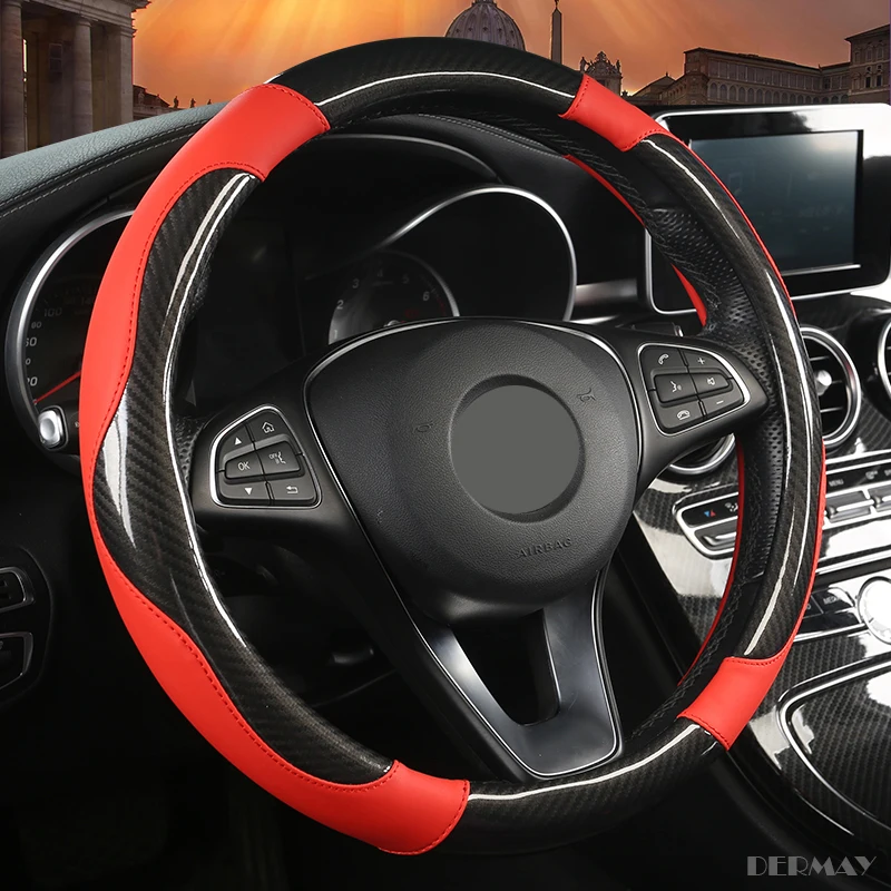 DERMAY 7 цветов Новый роскошный чехол рулевого колеса автомобиля из микрофибры и