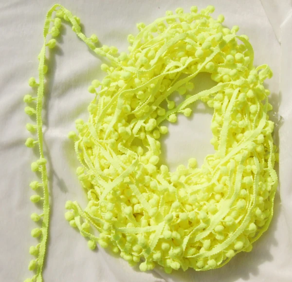 5 ярдов/партия Новое поступление блестящий желтый цвет милый помпон бахрома